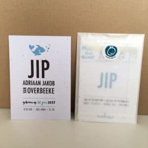 geboortekaart groeikaart pergamijn envelop sluitsticker baby jongen