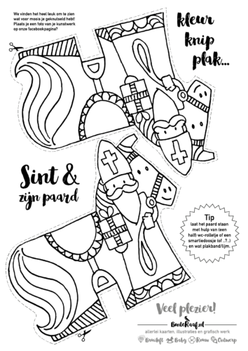Sinterklaas download paard knutsel kleurplaat
