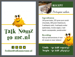 visitekaartje met recept